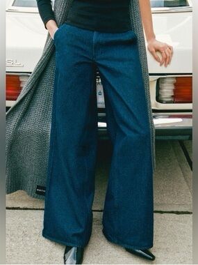 NWT KOTN women’s wide leg trouser jeans in dark blue 32